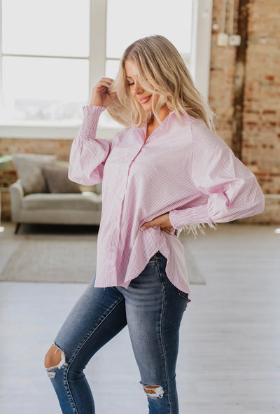 Emberlynn cinched striped top