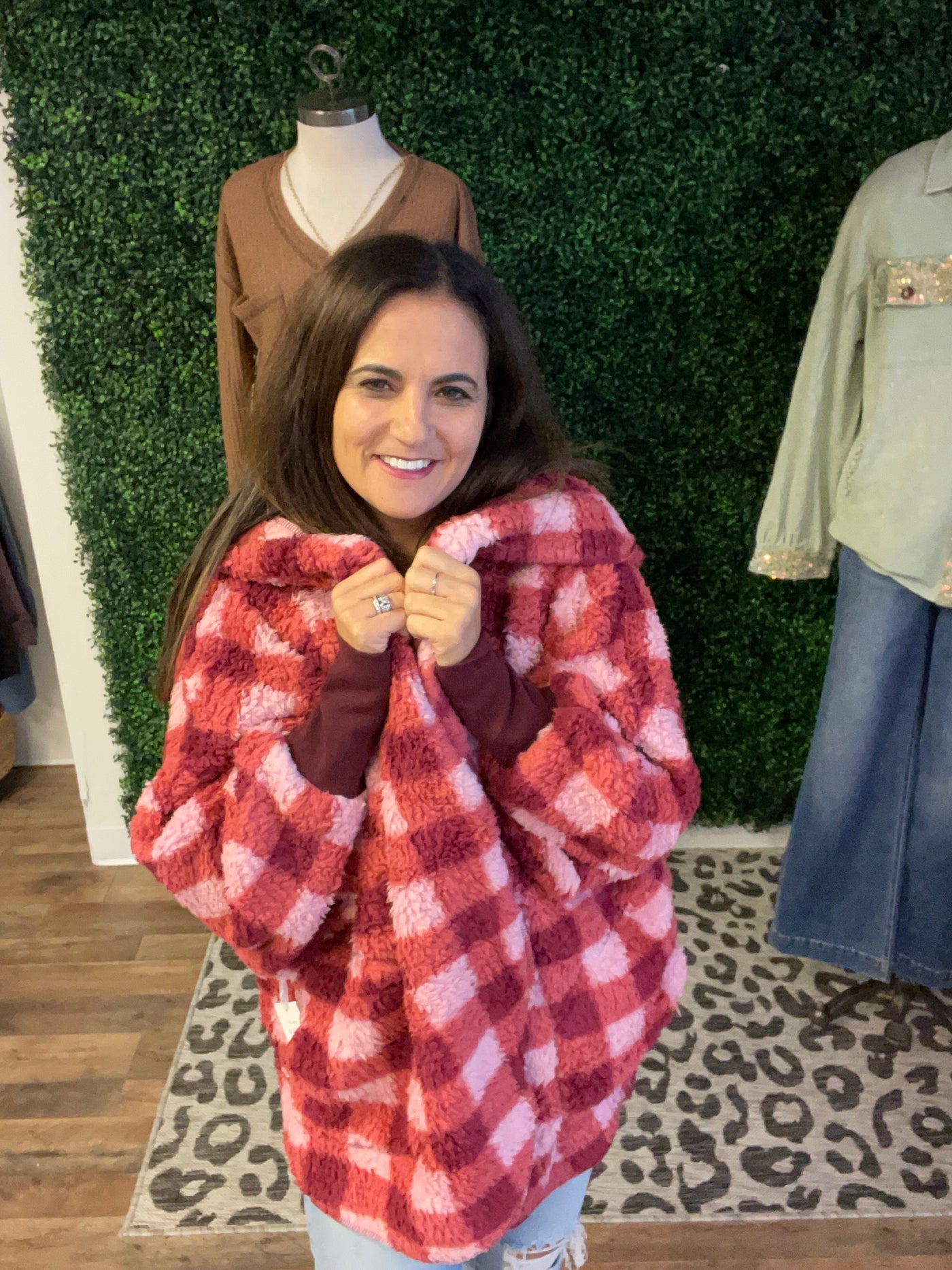 Red Plaid Open Jacket