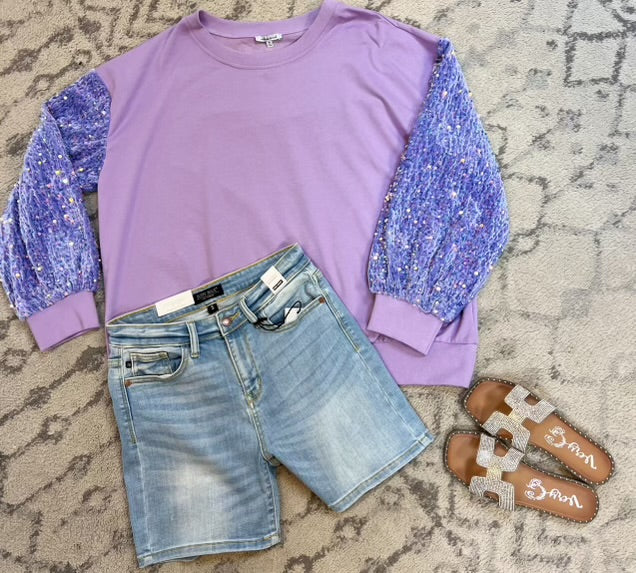 Purple Sequin Arm Sweatshirt