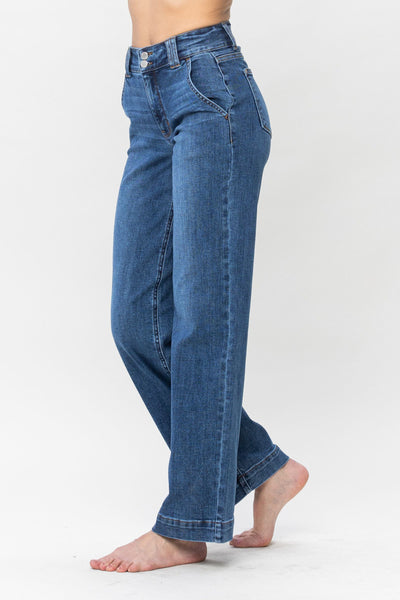 Judy Blue Wide Leg Criss Cross Jean