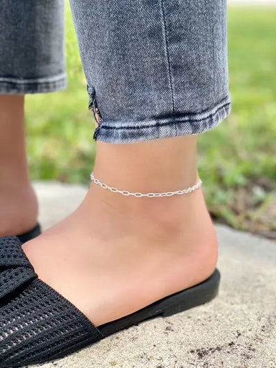 PREORDER: Enamel Paperclip Chain Anklets in Two Colors