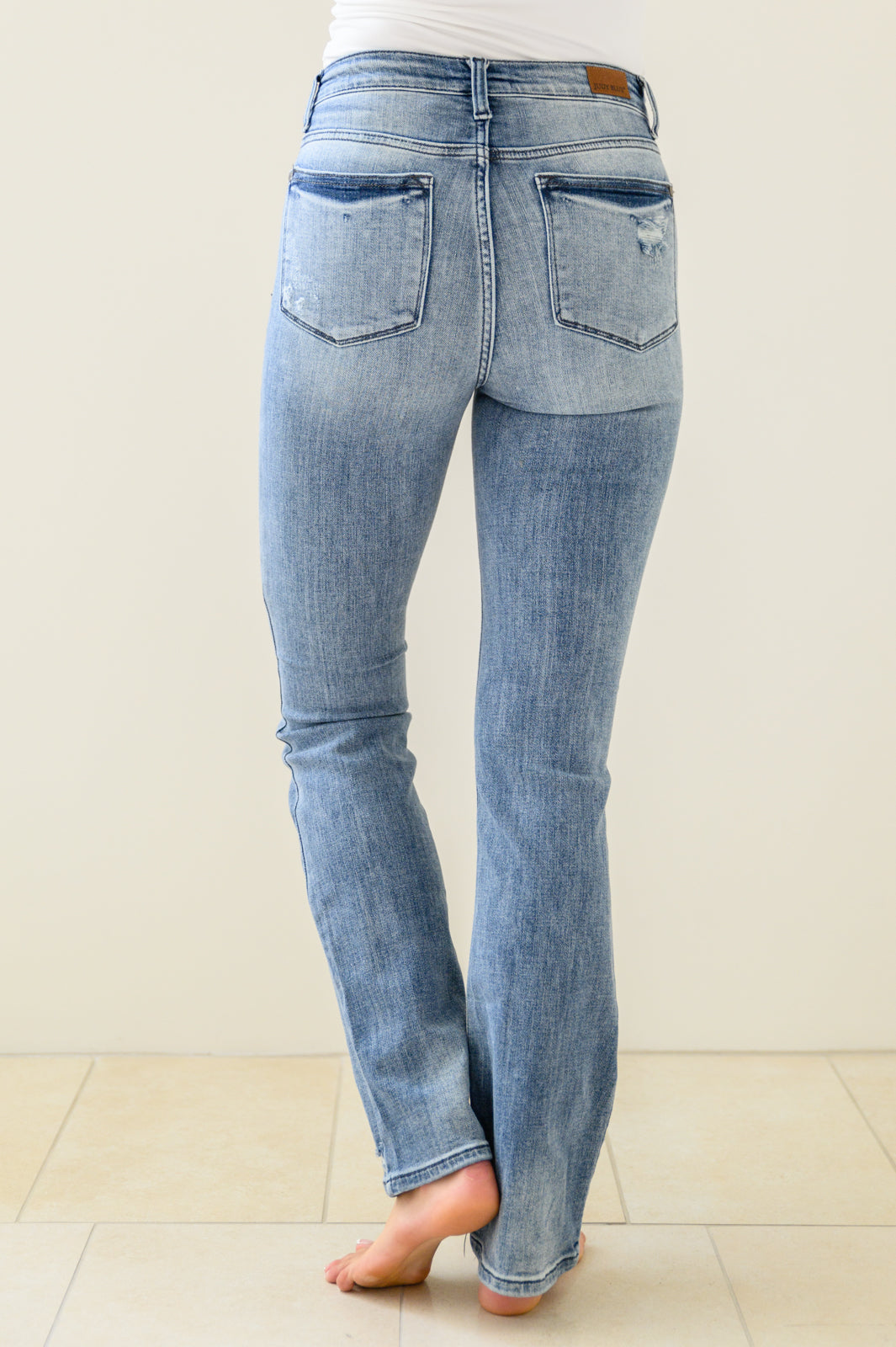 Brecken Hi-Waist Minimal Destroy Bootcut Jeans