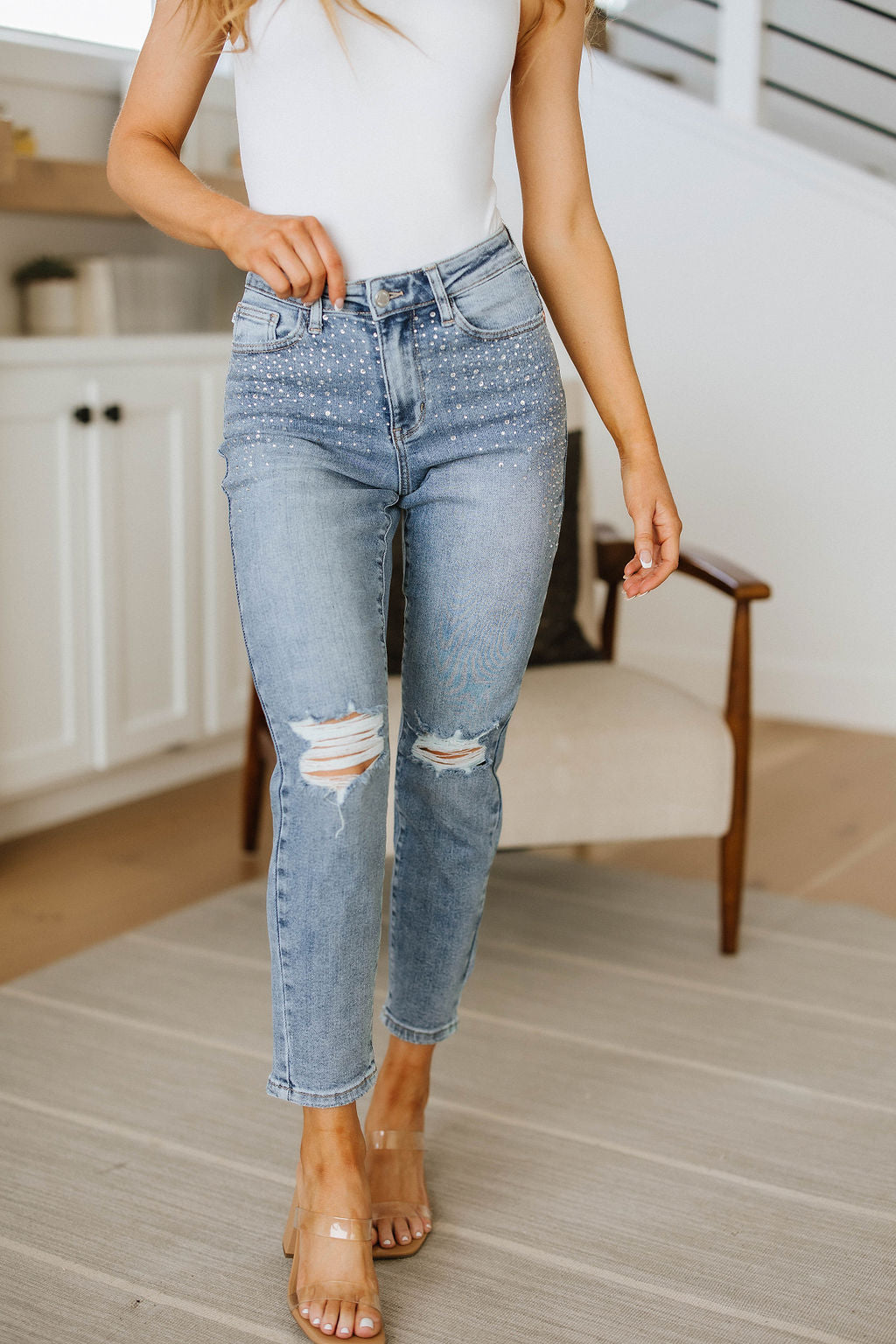 Reese Rhinestone Slim Fit Jeans