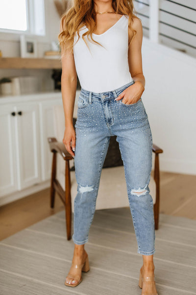 Reese Rhinestone Slim Fit Jeans