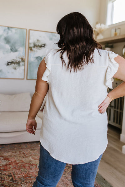 Someday Maybe Flutter Sleeve Top in Ivory