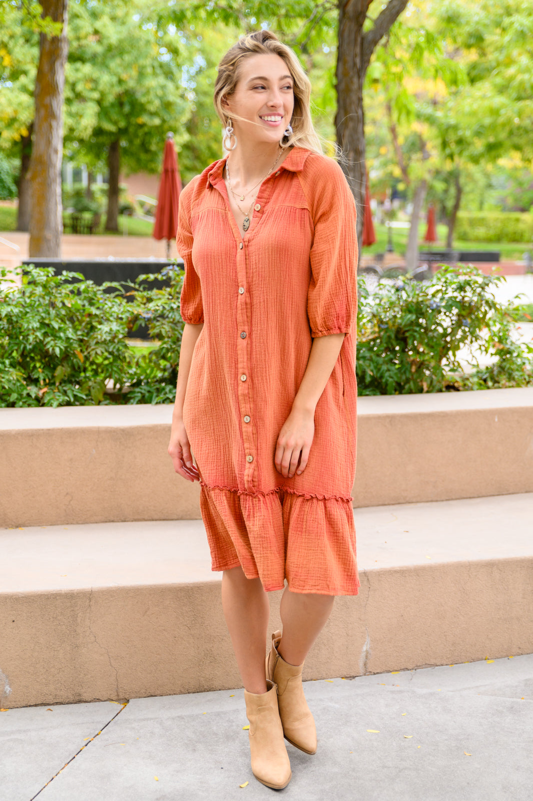 Stuck With You Vintage Overdye Dress In Rust