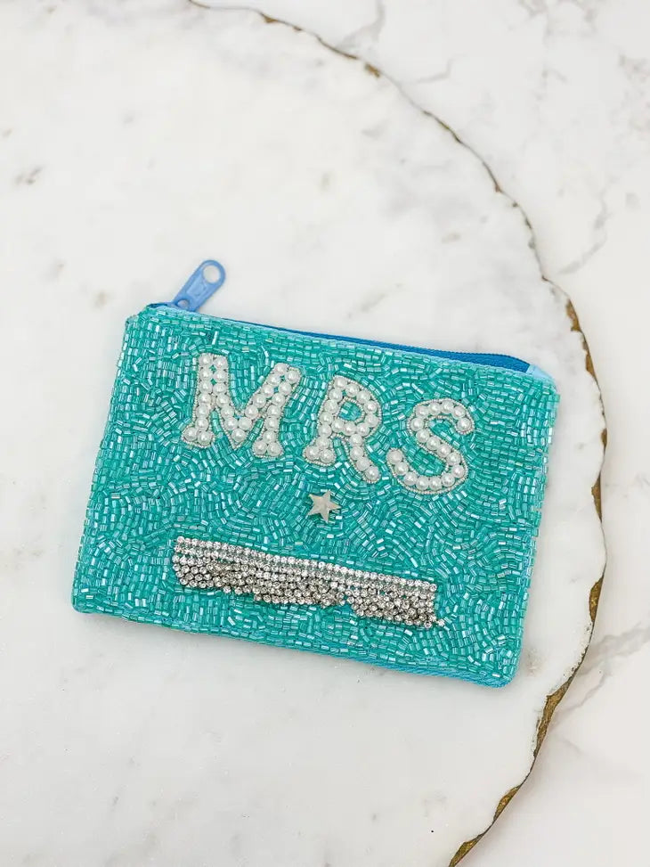 PREORDER: Mrs Glitzy Fringe Beaded Zip Pouch