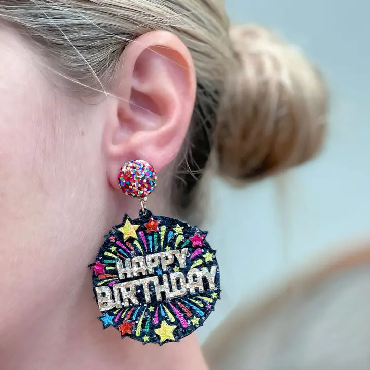 PREORDER: Birthday Fireworks Glitter Dangle Earrings