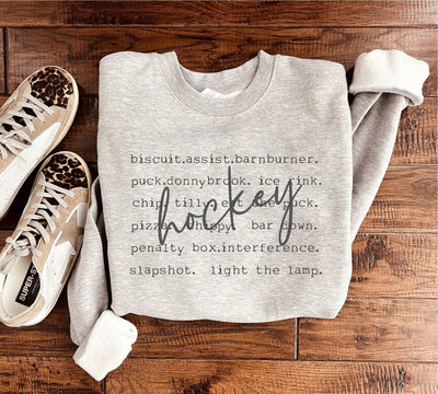 PREORDER: Hockey Words Sweatshirt in Two Colors