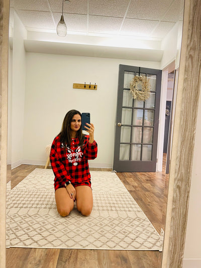 Christmas Plaid  Top and Shorts Loungewear