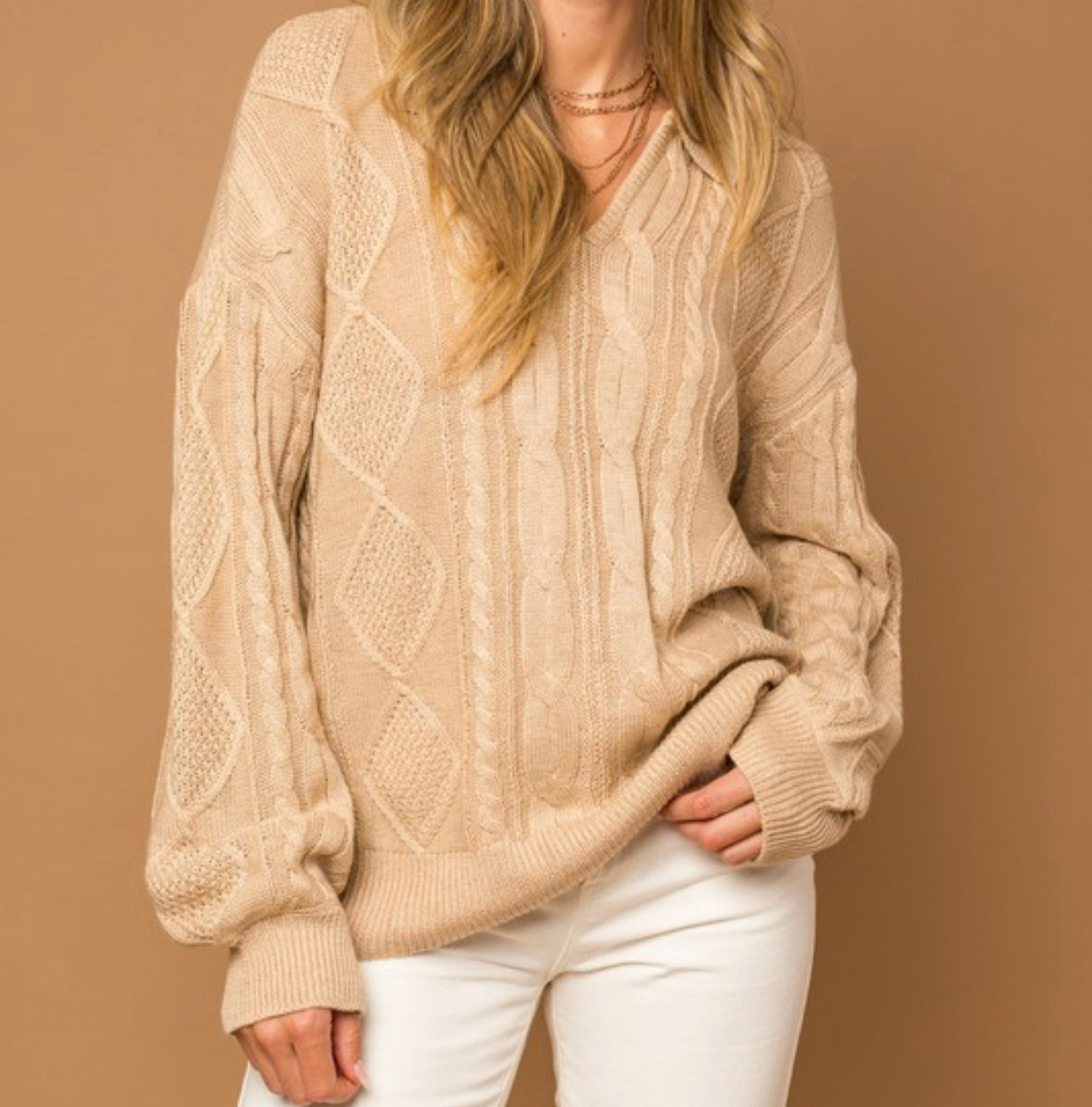 Collared Cable Knit Sweater