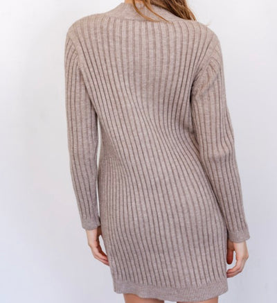 High Neck Knitted Sweater Dress