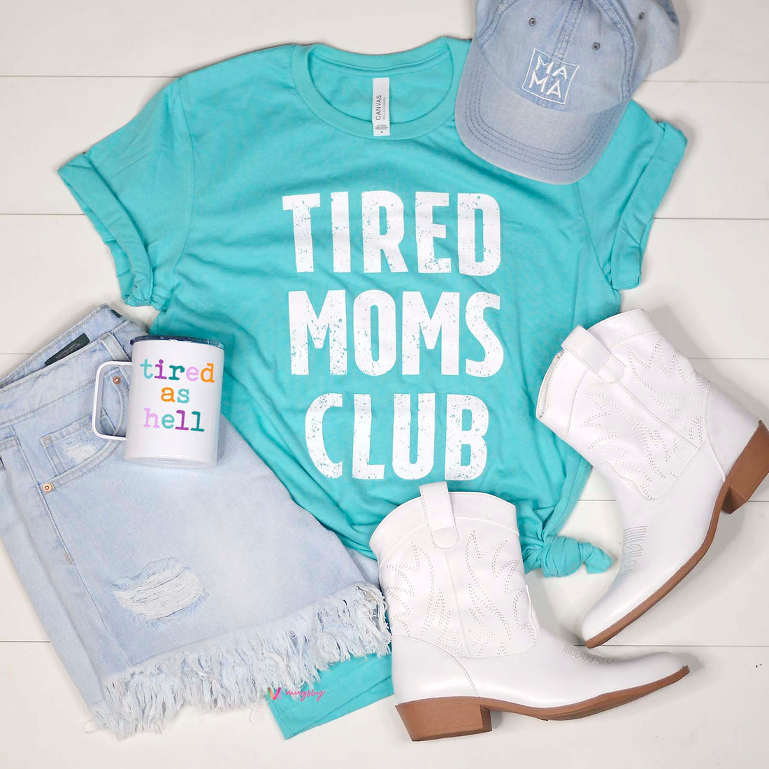 PREORDER: Tired Moms Club Shirt in Sea Green